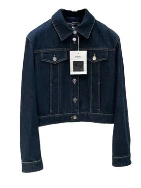 Chanel Cropped Denim Jacket - Size 38 - New with Tags**